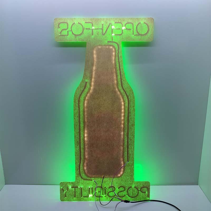 厂家定 制LED霓虹灯酒瓶水晶灯箱 酒吧KTV耐用展示高亮霓虹酒瓶灯