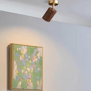 无主灯射灯木纹背景墙轨道灯新中式 卧室衣帽间商用走廊过道导轨灯