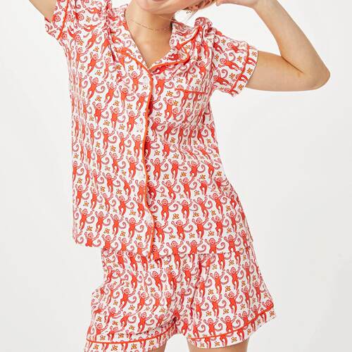 Womens Cute Roller Rabbit Pajamas Monkey Print Sleep Pajama