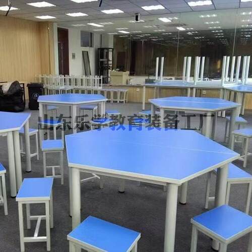 六边形学生桌移动带轮培训桌托管桌拼接会议多媒体多功能组合桌