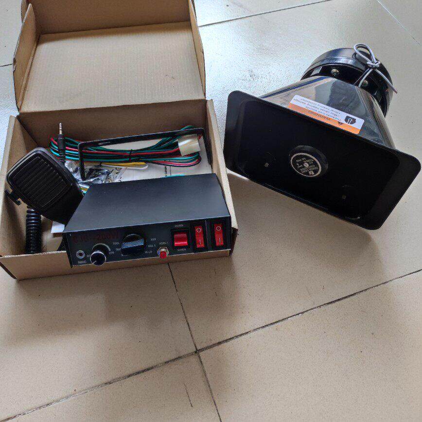 12v24v车载有线200w警报器汽车扬声器喊话主机警报改装高清喇叭
