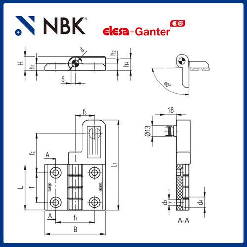 NBK ELESA CFSQ-C-B-D-EA 带内置安全开关铰链 超级高科技聚合体