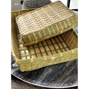 筐展示收纳筐长方形竹点心筐收纳家用超市青篮零食精编篮整理蔬果