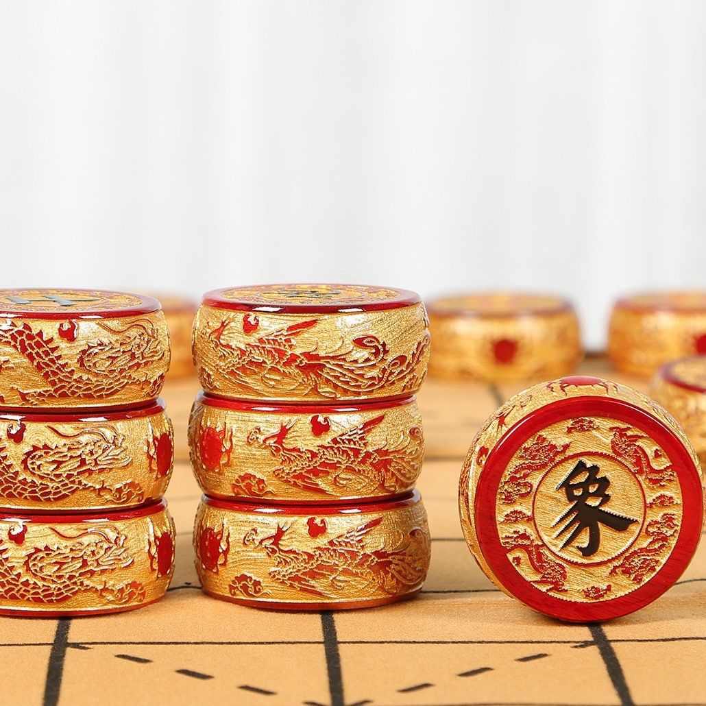 金丝楠木九龙土豪金中国象棋 小叶桢楠直播货源