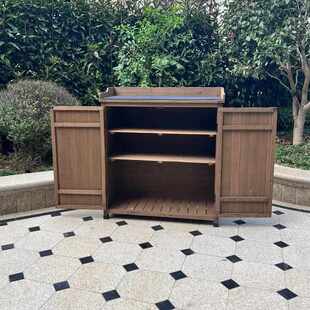 柜收纳储物柜柜多层花园防腐工具柜防雨木制户外杂物柜批发庭院 鞋