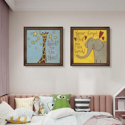 美式儿HH901714童女房卧室油画挂画头装饰画置孩男孩卡通动物墙床