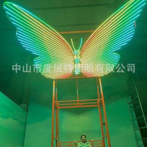 动态互动蝴蝶秋千无动力灯光装置 户外景区打卡引流亮化