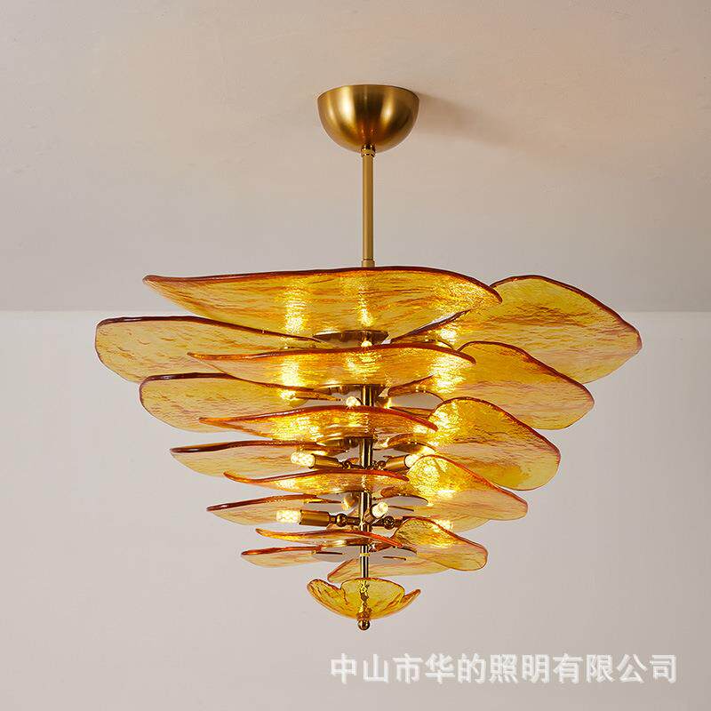 法式中古意大利客餐厅书房卧室浪漫温馨设计师荷叶玫瑰玻璃吊灯