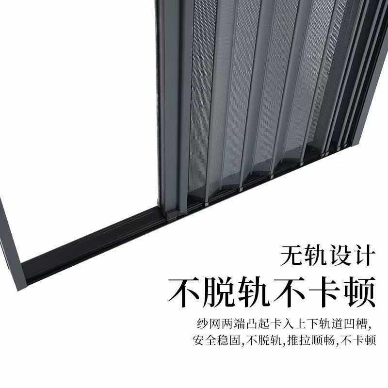 平网铝板网纱门防蚊虫柳絮防蚊极窄推拉式隐形折叠门防盗纱窗门图片