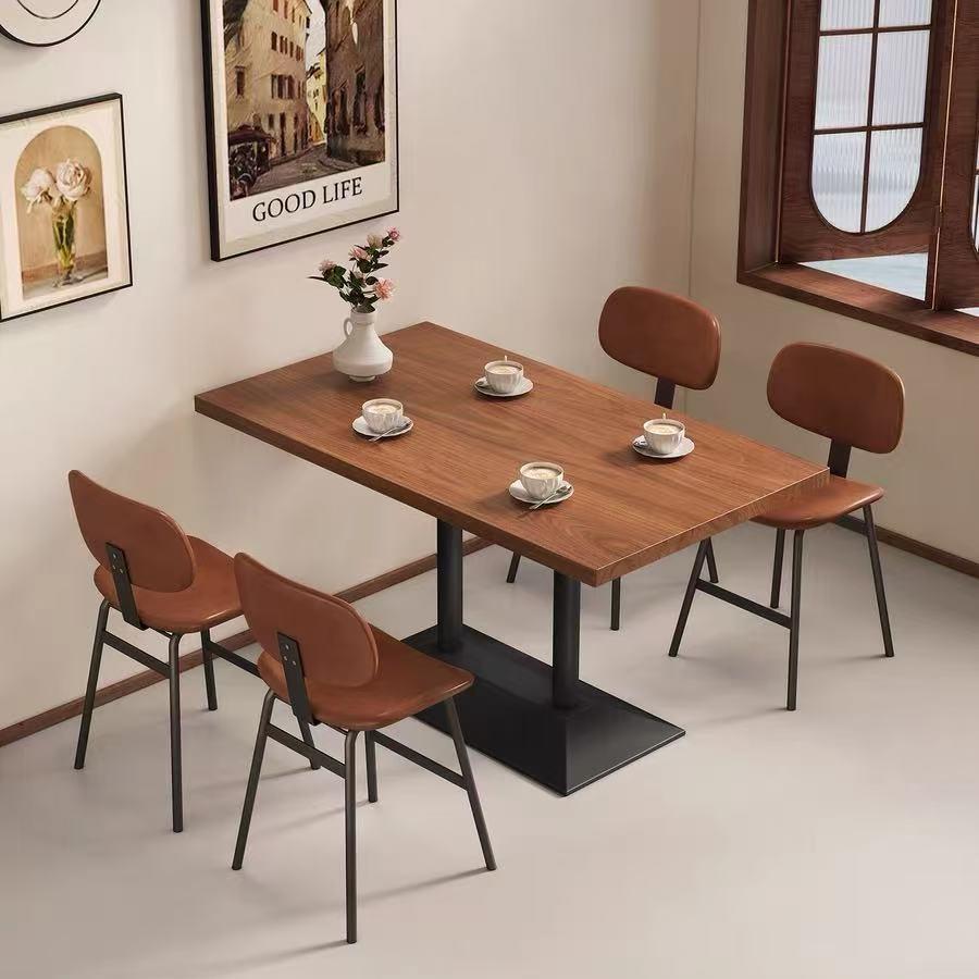 餐椅店实木餐桌椅组合复古餐厅桌子咖啡厅小吃店面馆长方形餐桌椅