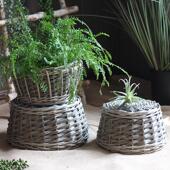 手工编织柳编花篮花盆花园园艺庭院阳台装 饰杂货草编花器复古做旧