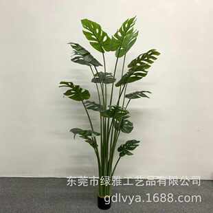 绿欧风龟背竹北批发人造植物家居货源室内盆栽装饰仿真植绿植