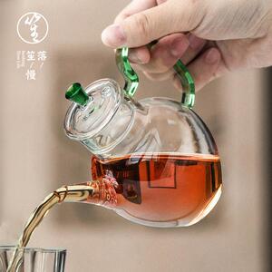 落笙玻璃泡茶壶单壶加厚耐高温侧把壶茶水分离小号家用手工煮茶壶