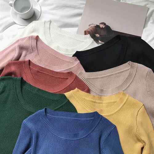 Women's striped pullover sweater, elastic long sleeved