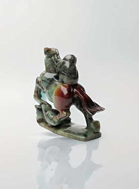 钰程本命年玉器 18厘米岫玉石吉祥摆件马上封侯马上赢马到成功