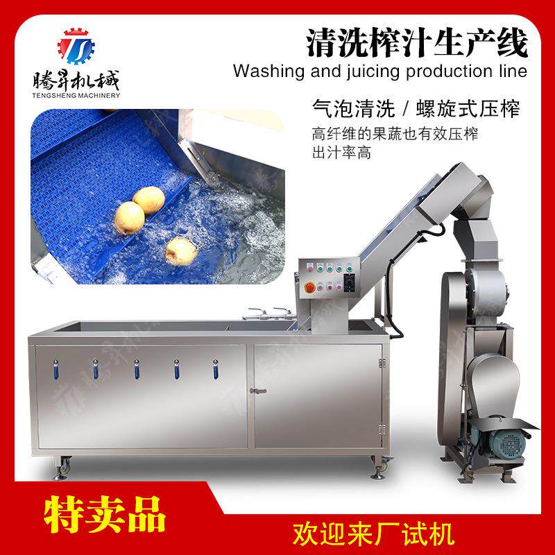 木瓜、芒果 水果清洗压榨生产线 大型气泡清洗 压榨机 榨汁机