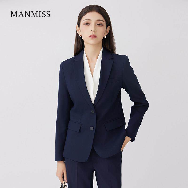 曼斯MANMISS职业西装外套女高级感面试正装套装两粒扣修身免熨烫