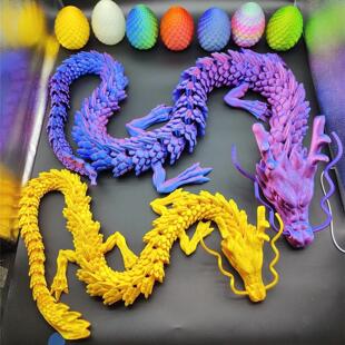 90厘米新款超大号3d打印吉祥物中国龙玩具全身可动造景桌面摆件.