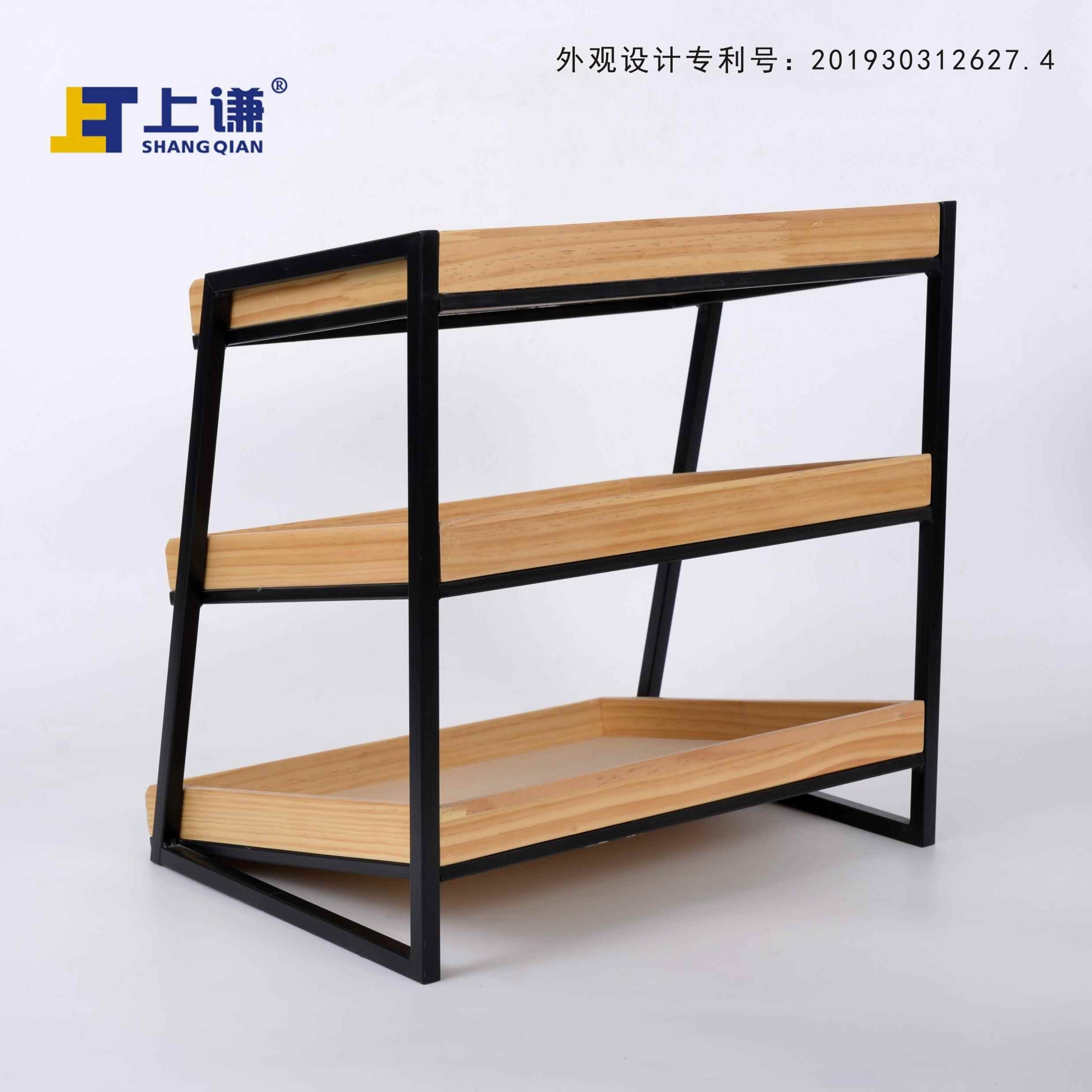 A10L三层松木斜面盘铁面808包水蛋架糕干点果店展示架商小用型展