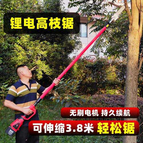 锂电电动高枝锯充电式高空修剪树枝汽油机绿化伸缩加长杆链条锯