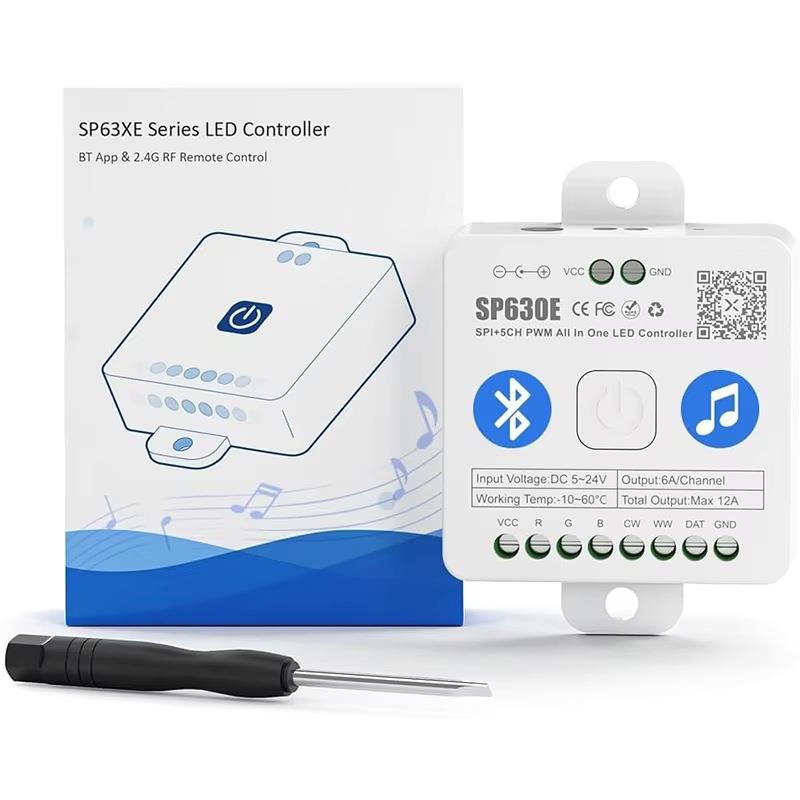 SPI+5路PWM七彩和幻彩灯带控制器多通道RGBW LED调光调色灯控制器