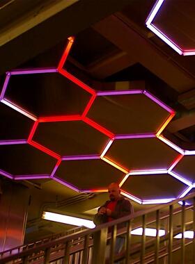 跨境防水rgb绚彩洗车灯汽车4S店宽压工位酒吧七彩led氛围蜂窝灯