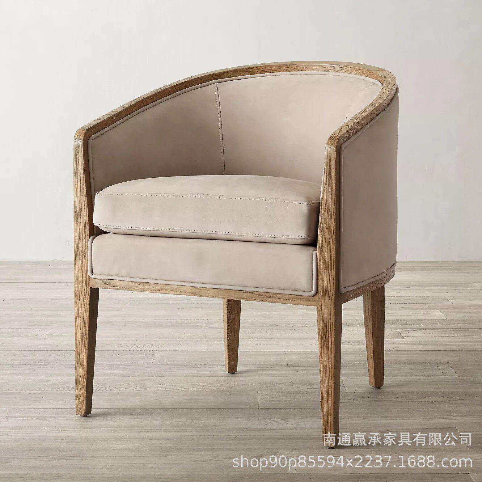 美式椅现家简约690木成人公椅法式乡村橡复古做旧实木餐具餐椅