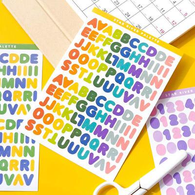 2 Sheets Self Adhesive Alphabet Letters Numbers Stickers kid