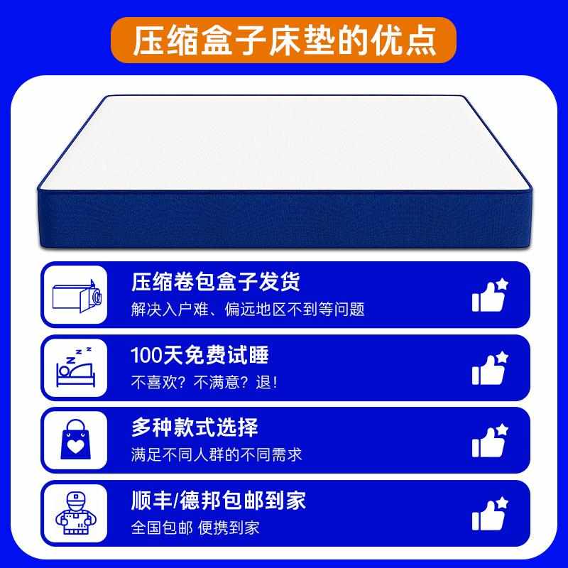 记忆棉压缩卷包席梦思床垫加厚卧室盒子软垫20cm家用独立弹簧