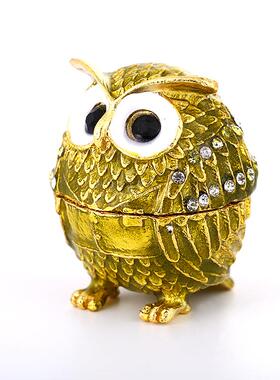 滴油镶钻金属工艺品摆件 可爱猫头鹰创意家居摆件