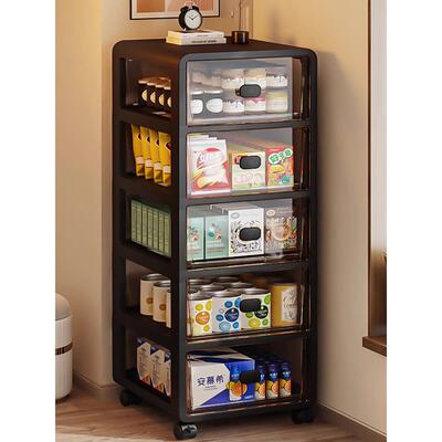 Scandi日本零食置物架储物可移动透明塑料家用多层抽屉式整理柜子