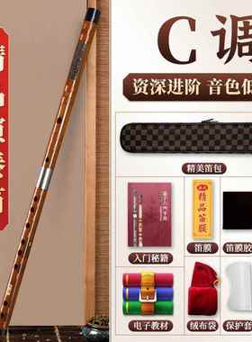 高档Ji音eing精5588手绘苦竹笛成人高端性能高级长笛低横笛制乐器