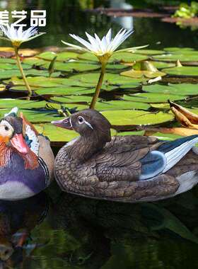花园庭院酒店喷泉水池水景装饰品树脂工艺品仿真浮水黑白天鹅摆件