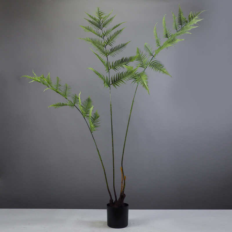 仿真蕨草树盘栽自然森林系金丝禅意猴头蕨绿植装饰庭院景观摆设