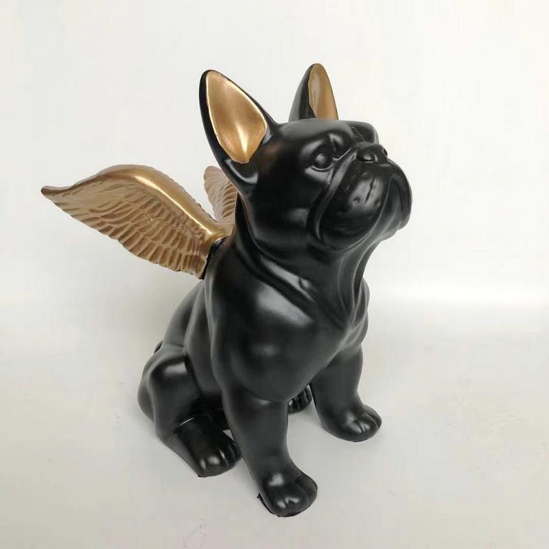 新款直销斗牛犬仿真飞狗树脂工艺品摆件桌面个性家居饰品宠物创意