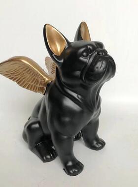 新款直销斗牛犬仿真飞狗树脂工艺品摆件桌面个性家居饰品宠物创意
