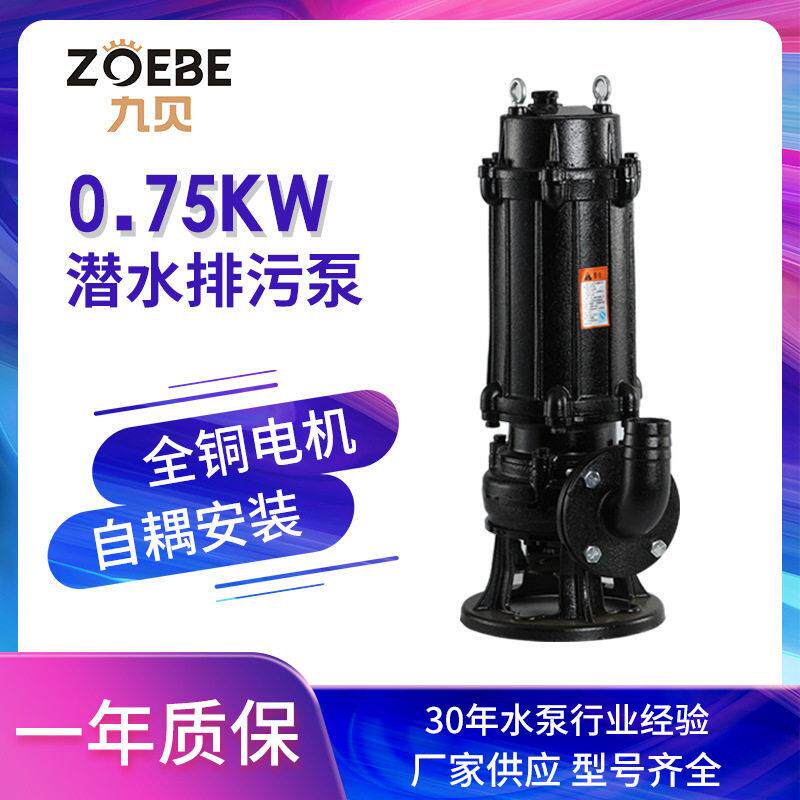 小流量潜水污水泵50WQ10-10-0.75kw相220V污水潜水泵抽水泵