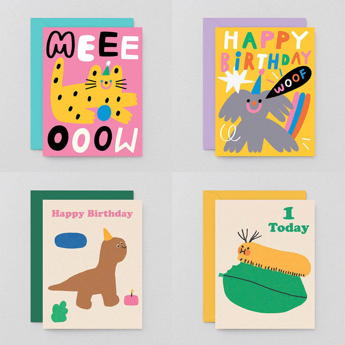 英国品牌包装儿童生日贺卡可爱和可爱淘气卡通宝宝祝福儿童日卡