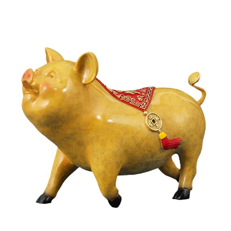 富贵金猪彩铜摆件生肖福猪工艺品家居客厅桌面全铜装饰品开业送礼