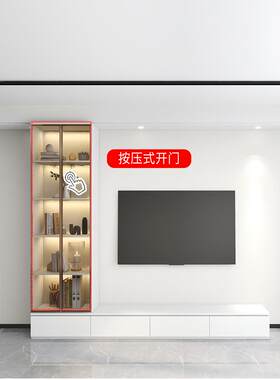 新款简约落地电视柜一体靠墙组合柜子家用整墙客厅酒柜定 制奶油