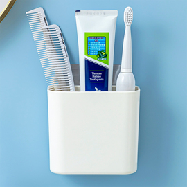 卫生间牙膏盒牙刷筒吸盘收纳盒梳子壁挂免打孔吸壁式置物架牙刷架