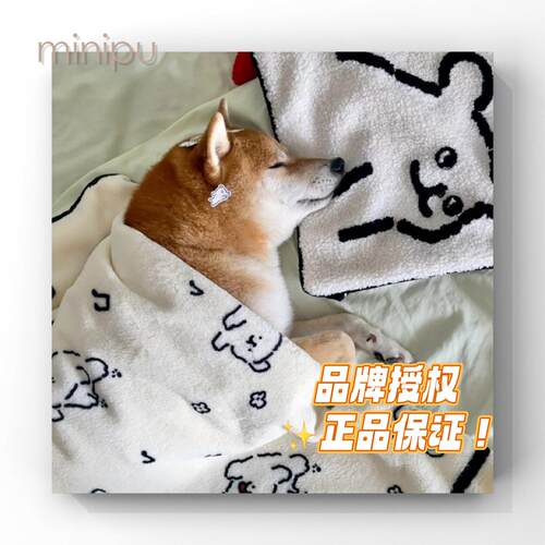 【品牌发】绒绒哈基米！躺岛线条小狗联名款毯子珊瑚绒毛毯抱枕