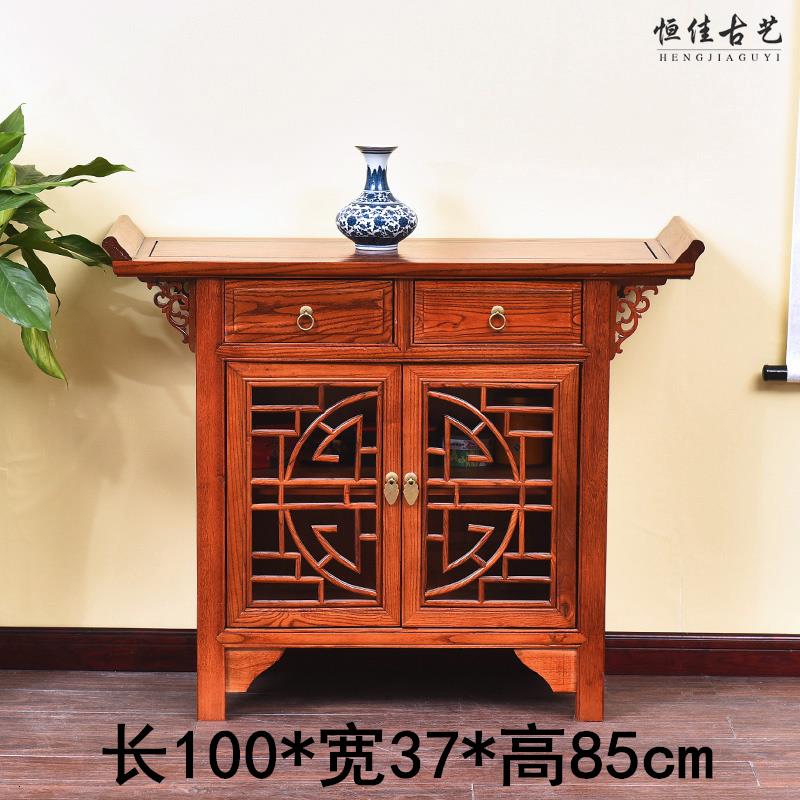 全实储物透柜仿古红木南榆木气入户柜家用门口收式纳木柜新中鞋柜