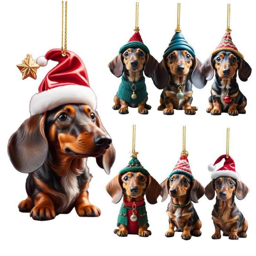 Christmas Tree Hanging Ornaments Dachshund Dog Shaped Pendan - 实物图