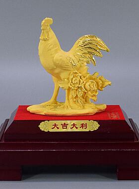 十二生肖绒沙金公鸡年吉祥物金鸡风水摆件实用办公室摆设