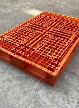 1208田字型网格塑料托盘（带挂钩）物流仓储叉车橙色灰色塑胶卡板