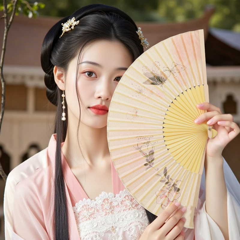 古风扇子折扇中国风汉服女旗袍舞蹈跳舞儿童随身便携高档折叠小扇