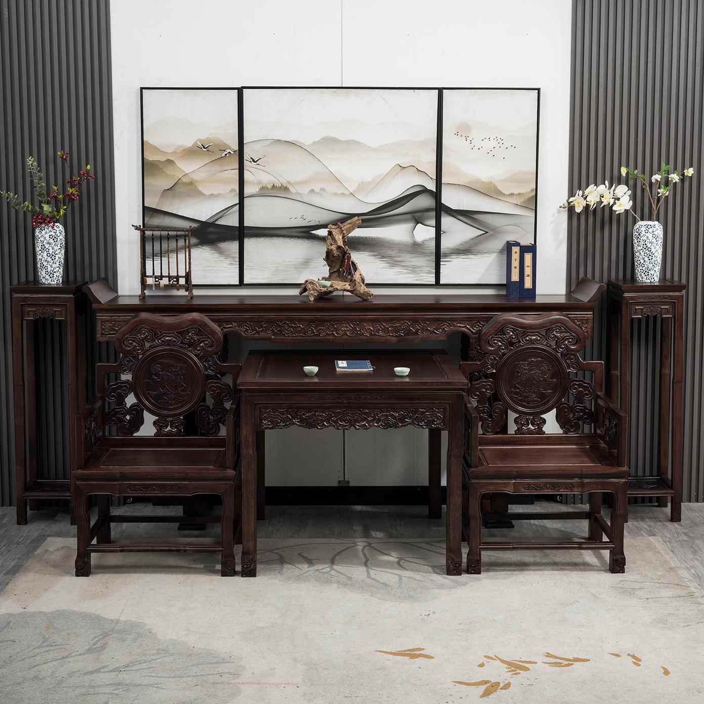 新中式中堂六件套实木神台供桌香案家用农村堂屋上供条桌案台佛台