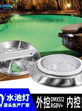 外贸出口水底灯水池水景工程RGB七彩外控壁挂式不銹鋼泳池燈par56