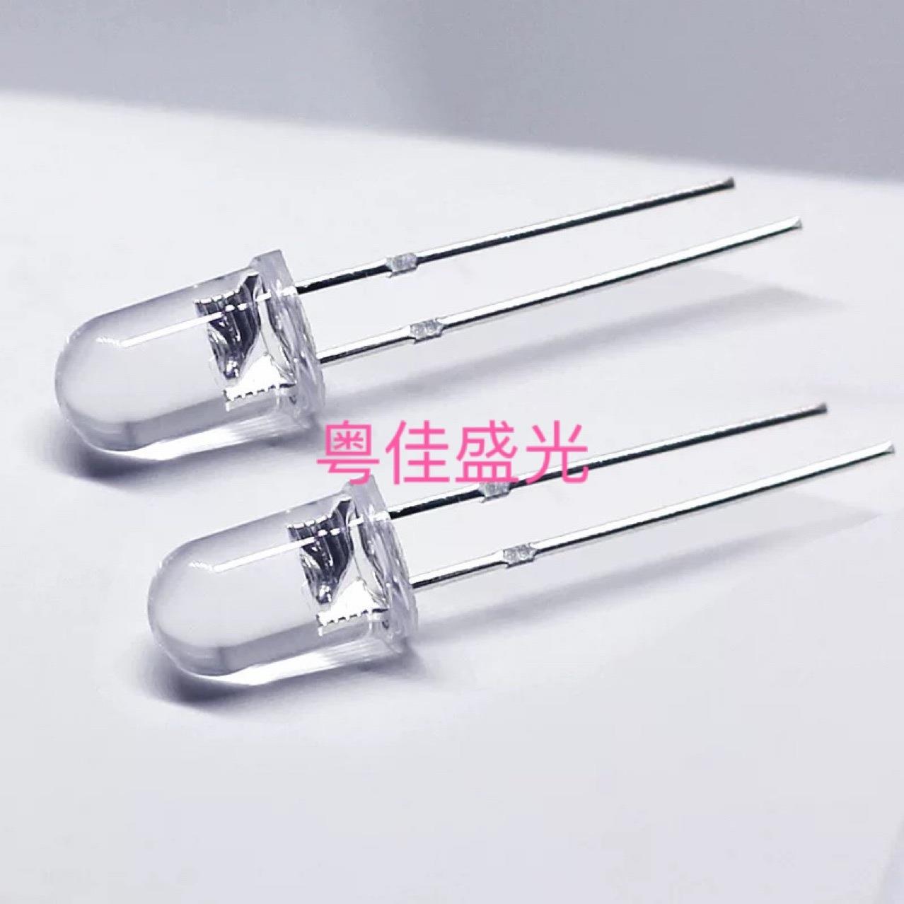 F5圆头透明白发黄 黄色LED灯珠指示灯反极性超高亮直插发光二极管